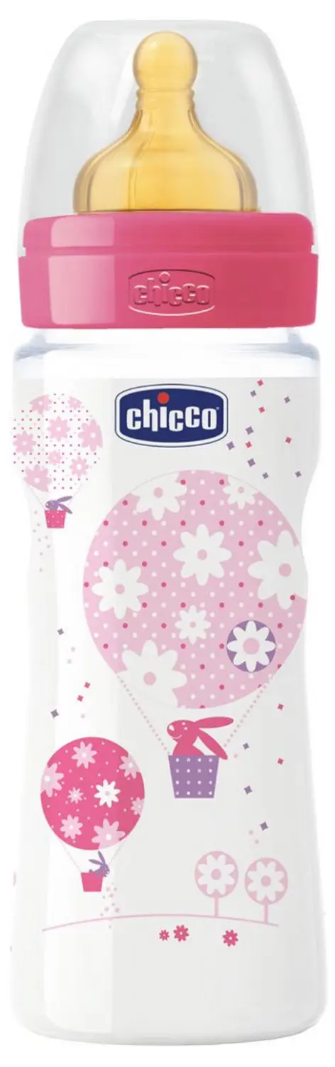 Бутылочка с латексной соской Chicco Well-Being Girl 330 мл от 4m+