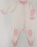 Фотография товара Комбинезон стойка нашивки Фабрика Бамбук внш молочный, розовый 68
