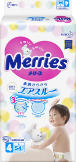 Фотография товара Подгузники Merries 54 штуки L 9-14 кг