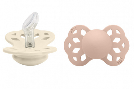 Фотография товара Набор пустышек силиконовых BIBS Infinity Anatomical, 2 шт. - Ivory/Blossom, 0+ мес.