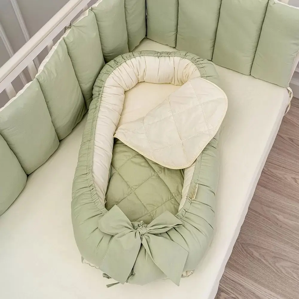 Подушка-гнездышко Organic baby cotton Lappetti, зеленая