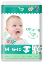 Фотография товара Подгузники Offspring Листочки M 6-10 кг 42 штук