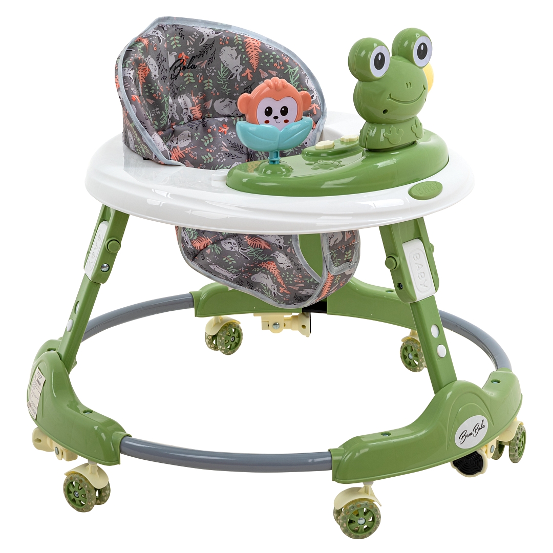 BamBola Ходунки Froggy круглые, игровая панель, музыка, зеленые