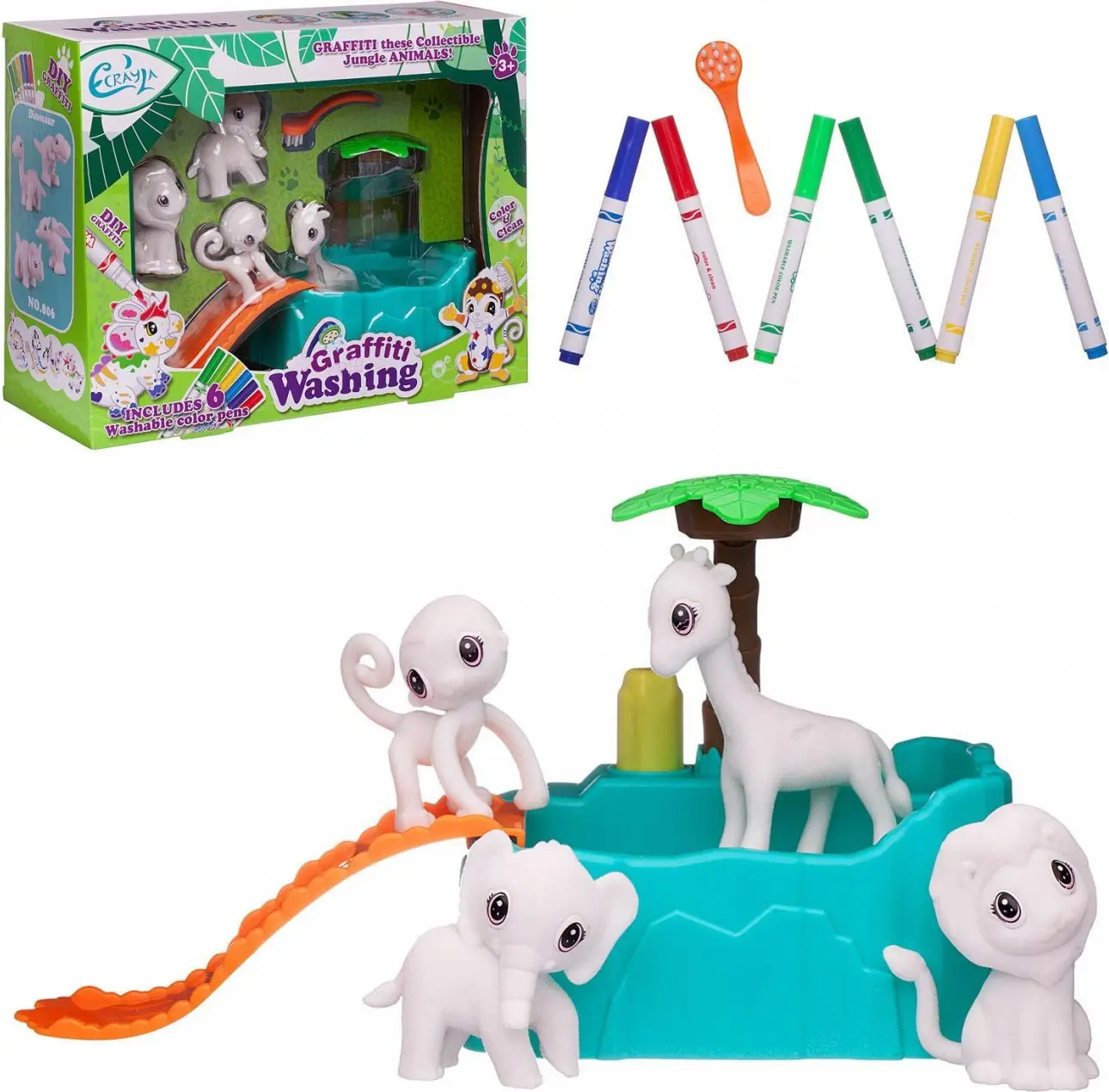 Набор для творчества Фигурки для раскраски, любимые животные в бассейне с душем, арт. WK-19011 