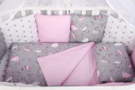 Фотография товара Бортик в кроватку 12 предметов AmaroBaby Мечта серый, розовый, поплин/бязь
