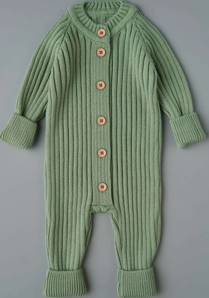 Комбинезон вязаный "Лапша" Little Star, серо-зеленый, р.62
