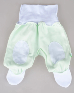 Фотография товара Ползунки на рибане Фабрика Бамбук внш нашивки салатовый, белый 50