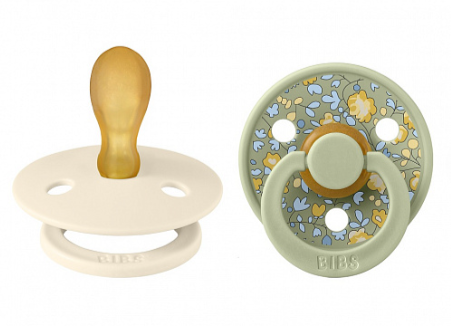 Фотография товара Набор пустышек латексных BIBS Liberty Colour Symmetrical, 2 шт. - Eloise - Ivory/Sage, 6+ мес.