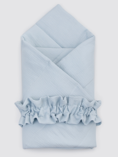 Фотография товара Одеяло-конверт  на выписку 90х90 «Муслин №4», с лентой на резинке летнее (голубой)
