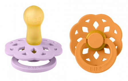 Фотография товара Набор пустышек латексных BIBS Boheme, 2 шт. - Violet Sky/Pumpkin, 6+ мес.
